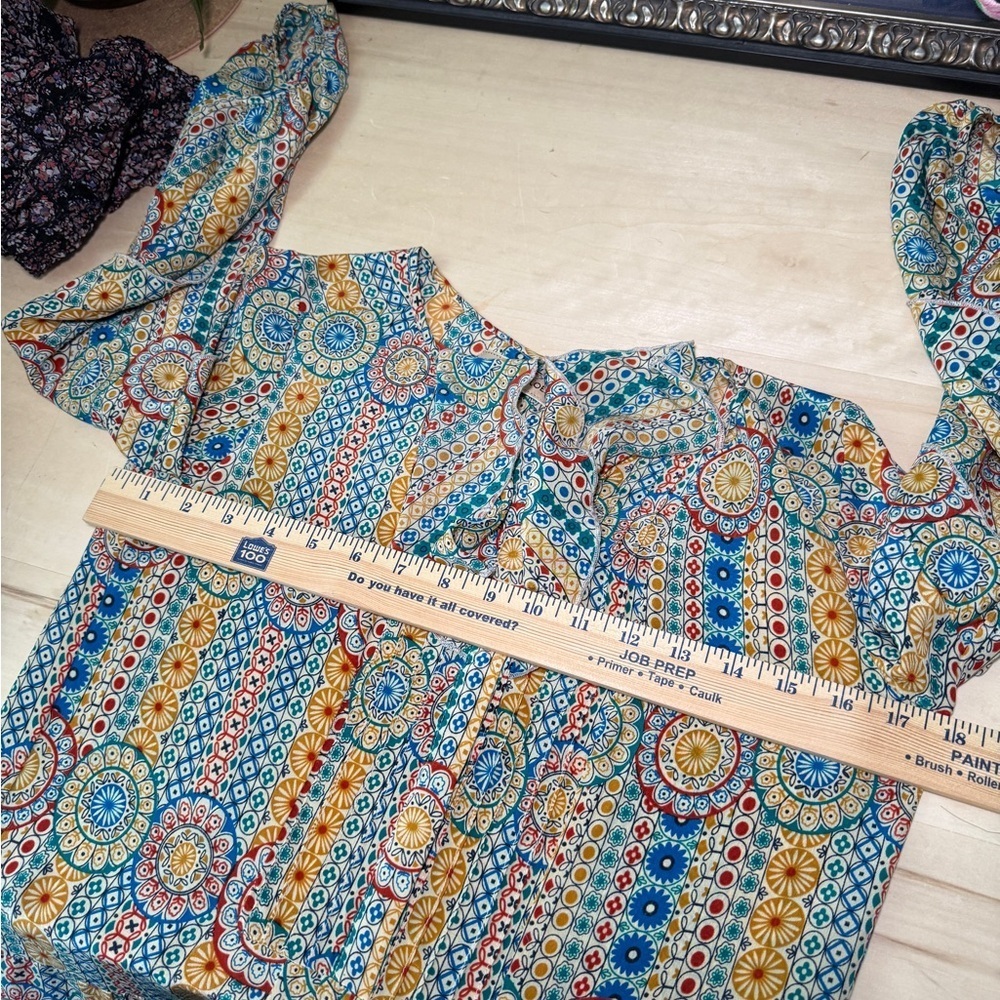 See by Chloe geometric pattern long sleeve silk mini dress - Picture 7 of 9
